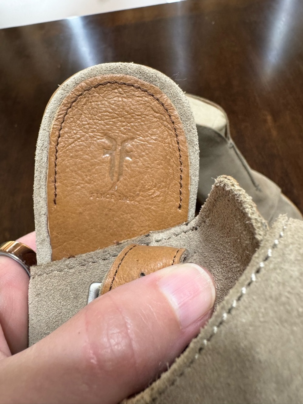 Frye Taupe Suede Open-Toe Block Heel Mules - Picture 5 of 5